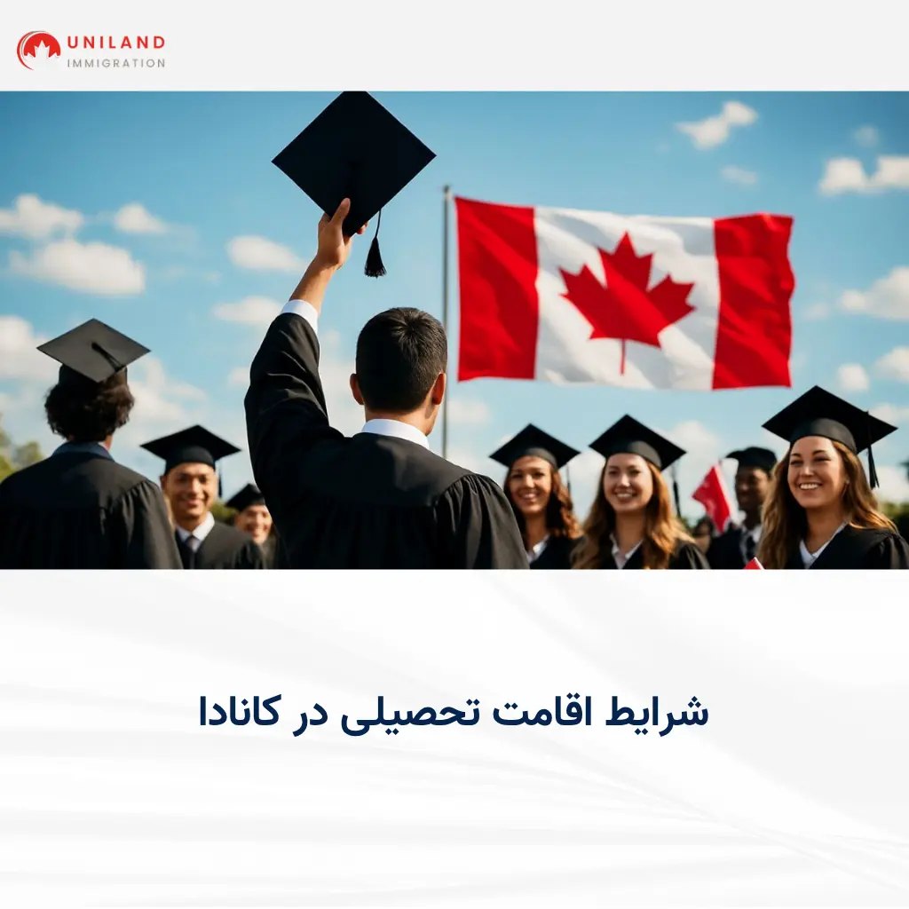 alt="دانشجویان بین‌المللی در حال جشن فارغ‌التحصیلی با پرچم کانادا؛ نمادی از موفقیت در مسیر اقامت تحصیلی در کانادا 