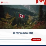 BC PNP Updates 2026 featured image with Canadian flag in British Columbia mountain landscape