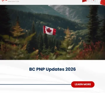 BC PNP Updates 2026 featured image with Canadian flag in British Columbia mountain landscape